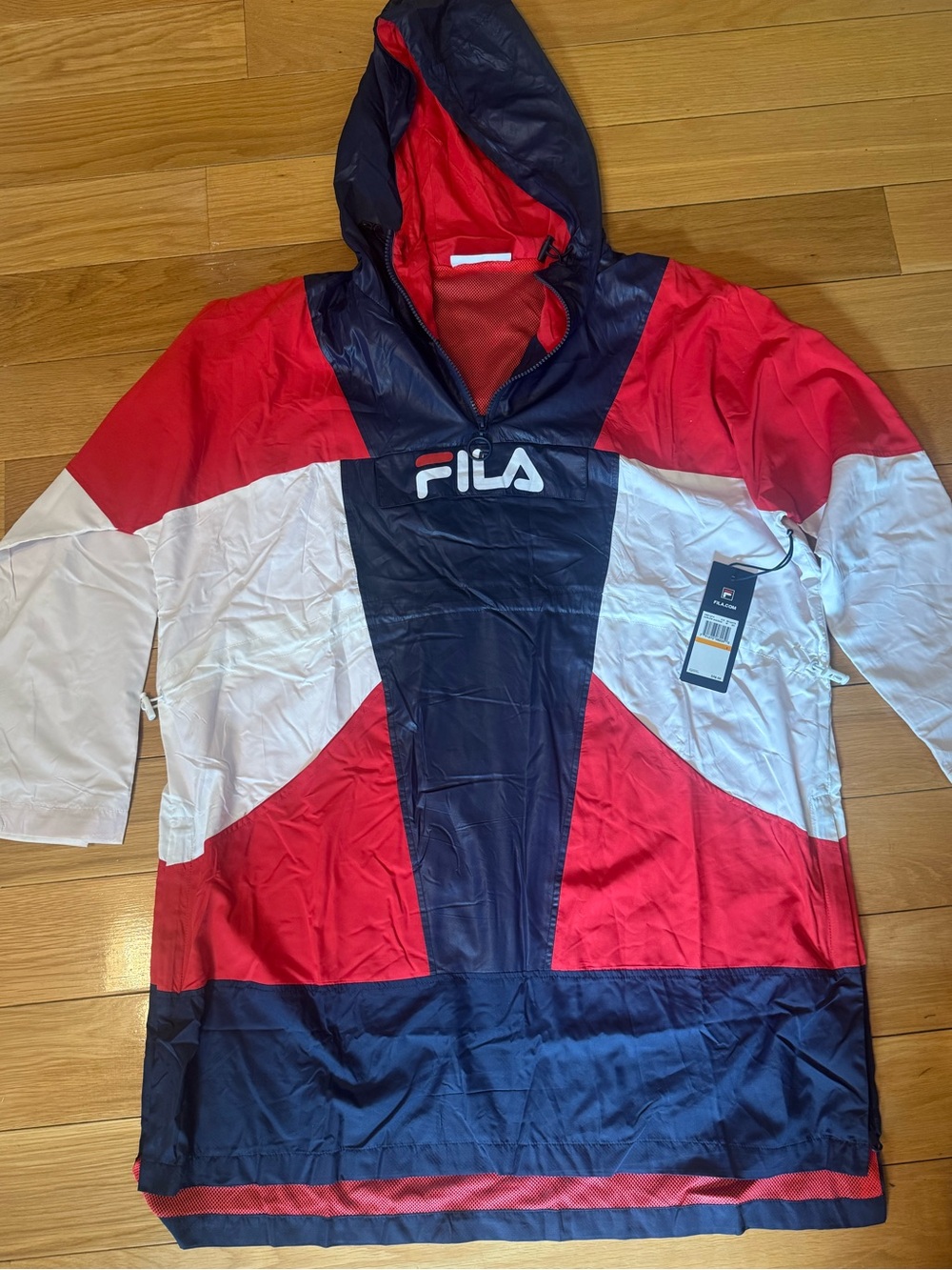 Fila White Tagged Harlow Anorak with Black Logo Accent Small